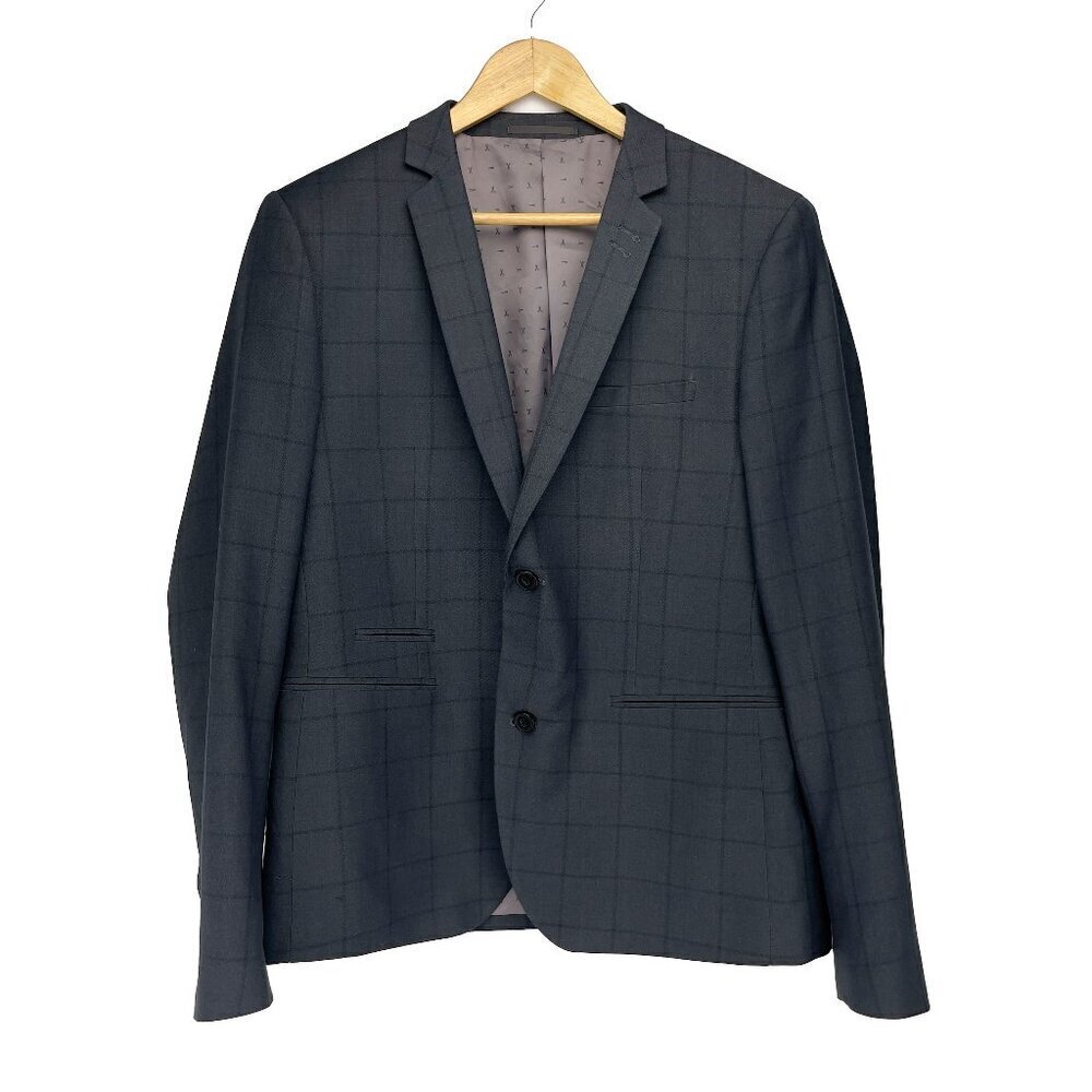 CASUAL FRIDAY Two Tone Window Pane  BLUE GREY Slim Fit Blazer‎ Size 52